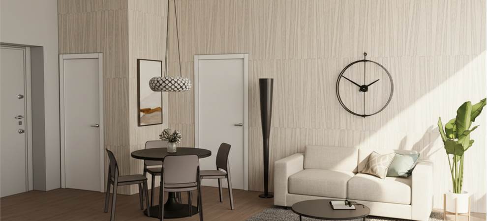 Ipotesi di arredo fotorealistica su planimetria